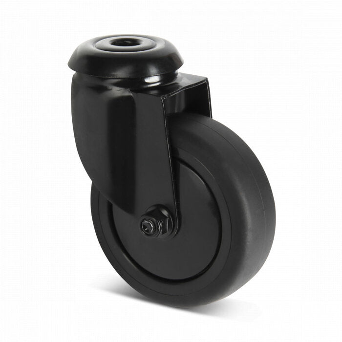 Schwarze Rolle 100mm hoch, gummiert mit Metallkörper